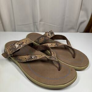 OrthoFeet Gaya Sandals Snakeskin Print Flip Flops Comfort Support Women Sz 9.5 W